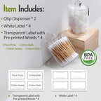 2 Pack Acrylic Qtip Holder Dispenser for Cotton Swabs, Balls, Pads, Floss Picks- Small Clear Plastic Canister Apothecary Jar Set, Bathroom Essentials Accessories Decor, Vanity Makeup Storage Organizer