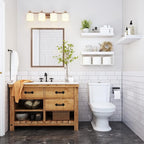 QEEIG Bathroom Shelves Over Toilet - Wall Mounted Floating Shelves Toilet Paper Storage Small Farmhouse Decor Shelf 16 inch Set of 3, White (019-W3)