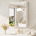 TokeShimi 24 x 32 Mirrored Medicine Cabinet, Assembly Required, White Medicine Cabinet for Bathroom, Tempered Beveled Mirror, Stepless Adjustable Shelves, Recessed/Wall Mounted