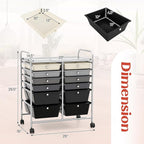 GOFLAME 12-Drawer Rolling Storage Cart, Multipurpose Organizer Cart with 2 Sizes Plastic Drawers, Mobile Utility Cart with Lockable Casters for School, Home Office, Beauty Salon, Gradient Grey