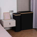efluky Slim Laundry Basket with Lid, Narrow Laundry Hamper with Removable Bag, Skinny Dirty Clothes Basket with Bamboo Handles for Bathroom, Bedroom & Laundry Room, 90L Black