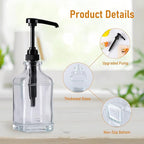 Alotpower 4-Pack 16oz Glass Coffee Syrup Dispenser Bottles, Empty Square Dispenser for Coffee Bar with 1/4oz Pump - Kit Includes 36 Labels & Marker
