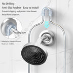Shower Caddy - Organizer with 6 Hooks, Soap Basket & Self-Adhesive Pad, Silver