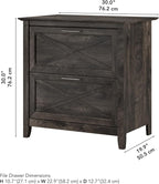 Bush Home Key West 2 Drawer Lateral File Cabinet in Dark Gray Hickory, Document Storage for Home Office, Accent Chest with Drawers