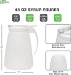 [7 PACK] EcoQuality 48oz Plastic Syrup Dispenser with Plastic Lid and Stainless Steel Slide Cover - Syrup, Sugar, Honey Dispenser - Perfect for Diners, Restaurants, Home, Office, Disposable (48 Ounce)