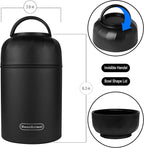 Thermo for Hot Food & Drinks, Thermo Lunch Box, 17oz Vacuum Insulated Food Container with Spoon&Drawstring Bag, Soup Thermo for Adults, Black