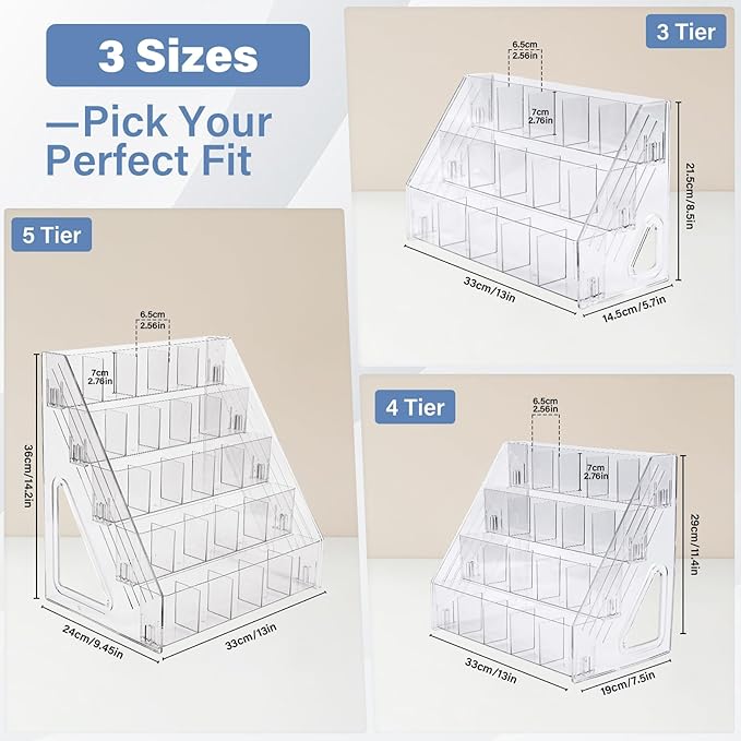 Acrylic Desk Organizer – 5 Tier 25 Compartments Vertical Storage for Pens, Markers, Art Supplies & Office Accessories – Clear Desk Storage Solution for Home, Office & School