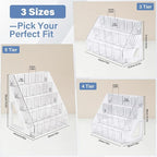 Acrylic Desk Organizer – 5 Tier 25 Compartments Vertical Storage for Pens, Markers, Art Supplies & Office Accessories – Clear Desk Storage Solution for Home, Office & School