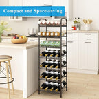GILLAS 6 Tier Water Bottle Storage Rack, Free Standing Vertical Metal,Water Bottle Organizer, Large Capacity Bottled Rack Water Holder Stand for Cabinet Kitchen Party Pantry,Black