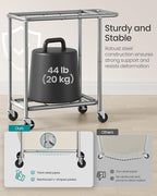 SONGMICS Laundry Basket with Wheels, 2-Section Rolling Laundry Hamper, 37 Gallons (140 L), Removable Liner, Steel Frame with Handle, 27.2 x 15.4 x 31.9 Inches, Dove Gray and Cream White URLS004GD02
