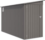 4 * 9.2 FT Outdoor Storage Shed, Galvanized Steel Garden Shed with Lockable Door & Window, Waterproof Metal Tool Storage for Garden, Backyard, Patio, Lawn(Gray)