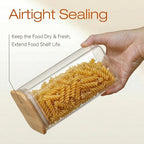 Square Glass Jars with Bamboo Lids 79 FL OZ [Set of 3], Glass Canisters with Airtight Lid, Glass Food Storage Containers for Spaghetti, Fettuccine, Linguine,Pasta, Best for Kitchen & Pantry