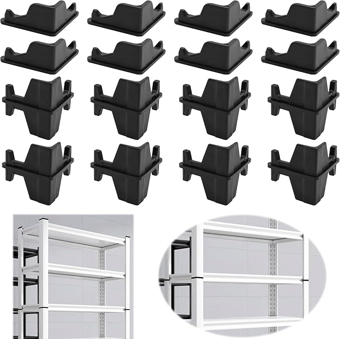 Post Inserts Connectors - PP Plastic, Injection Molded, Sturdy Support - Black, 8 Post Corner Connectors and 8 Post Caps, Compatible with Whalen and Costco 5 Shelf Shelving Unit
