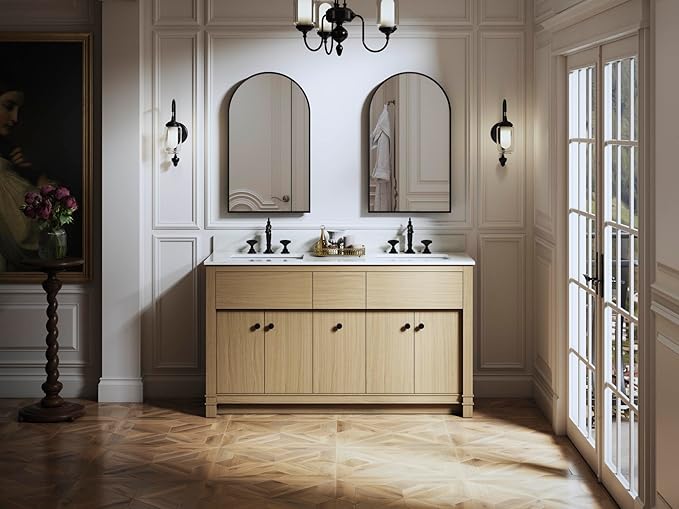 Kohler 36540-BLL Verdera® Medicine Cabinet Mirror, Arched Design, Left-Hinged, Mirrored Interior, Adjustable Shelves, Rustproof, 20 in. W x 34 in. H, Matte Black