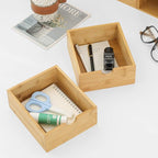Wisuce Bamboo Desk Drawer Organizer, Desktop Organizer with Drawers Tabletop Storage Organization Box for Office Home Toiletries Supplies Vanity, No Assembly Required(4 Drawes)