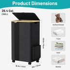 BlissTotes Laundry Basket Laundry Hamper with Lid, Collapsible Laundry Hampers, Laundry Bin, Clothes Hamper Basket with Internal Support & Wheels & Handles for Bathroom, Bedroom (100L, Gray)