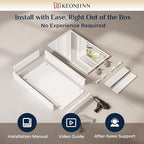 Keonjinn White Medicine Cabinet Mirror 24" x 32", Assembly Needed, Recessed Medicine Cabinet with Mirror for Bathroom, Beveled Framed, Surface Wall-Mounted or Recessed, Tempered Glass
