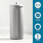 iDesign Freestanding Bathroom Toilet Paper Storage Holder with Lid for 3 Extra Rolls, Silver