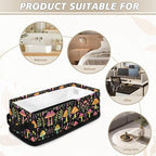 Storage Bins Fabric Storage Baskets Shelves Closet Organization Decorative Versatile Household Organizer Bins for Toilet Paper Rolls Cosmetics, Mushroom Leaves Black