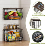 Wire Fruit Basket for Kitchen Storage: Hanging and Counter Wall Fruit Basket for Vegetable Produce - Potato and Onion Storage for Pantry 3 Pack