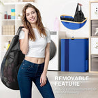 BlissTotes Laundry Basket with Lid, 150L Clothes Laundry Hamper with Handles and 2 Removable Laundry Bag, Breathable Design Hamper with Lid for Bedroom, Bathroom, Dorm, Laundry Room - Blue
