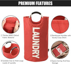 DOKEHOM 125L X-Large Collapsible Washing Laundry Basket Bag (7 Colors) for Bedroom, Fabric (Red, XL)