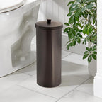 iDesign Freestanding Bathroom Toilet Paper Storage Holder with Lid for 3 Extra Rolls, Bronze