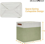 DULLEMELO Large Storage Basket 17"x12"x15", Fabric Storage Organizer Basket for Storage Clothes, Large Fabric Bin for Organizing Book, Storage Bin with Handles for Storage Toy (White&Green)