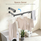 Wall Mounted Clothes Drying Rack, Space-Saving Foldable Clothes Drying Rack, Wall Clothes Hanger with 18 Hooks for Indoor & Outdoor Use in Laundry Room, Bathroom & Balcony