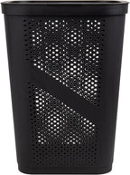 Mind Reader 60L Slim Laundry Hamper, Clothes Basket, Lid, Ventilated, Plastic, Set of 2, Black