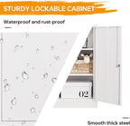 STANI Metal Storage Cabinet, Storage Cabinet with 2 Adjustable Shelves, Steel Counter Cabinet with Lockable Doors for Home Office (White)