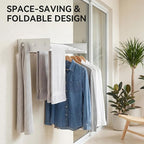 Collapsible Laundry Drying Rack Wall Mounted - 34.65 Inch Metal Clothing Drying Rack with 6+6 Hooks, Retractable Foldable Dryer Racks for Laundry Drying Indoor, Heavy Duty Towel & Coat Hanger