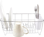 Sweet Home Collection 2 Piece Dish Drying Rack Set Drainer with Utensil Holder Simple Easy to Use Fits in Most Sinks, 14.5" x 13" x 5.25", White (Pack of 12)