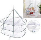 3 Tier Folding Drying Rack, 10Lb Capacity Space Saving Hanging Dryer with Fixing Band, Stackable Sweater Laundry Rack for Clothes, T-Shirt, Towels, Underwear, Indoor Outdoor Use, 31inch