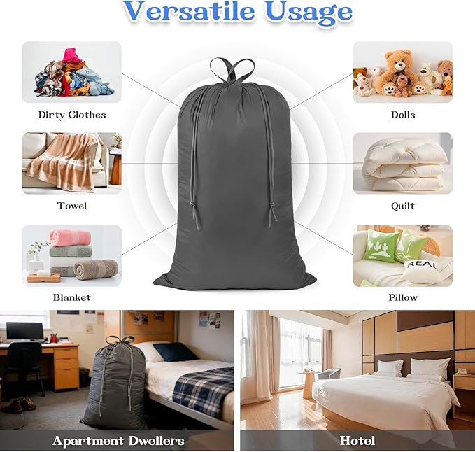 Laundry Bag Extra Large Heavy Duty, 24"x 35", Laundry Basket Liner Replacement, Drawsting Top with Carrying Handles, 3 to 4 Load Capacity, Machine Washable Hamper Liner, Ultra-Light & Foldable