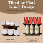 Stackable 2-Tier Can Organizer for Pantry, Space-Saving Pantry Organizer Holds up to 64 Canned Goods, Sturdy Black Shelf for Soup & Food Storage