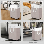 HomeHacks 75L Rolling Laundry Basket with Wheels, Collapsible & Waterproof Laundry Hamper, Mobile Clothes Hamper, Storage Laundry Bins with Handles for Laundry Room, Bedroom, Bathroom & Dor, Khaki