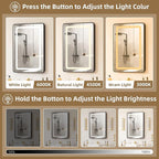 20x28 Medicine Cabinet with Mirror and Lights, Bathroom Mirror Cabinet with Memory Function, Anti-Fog, Surface Mount or Recessed Medicine Cabinet with Lights 3 Colors Dimmable