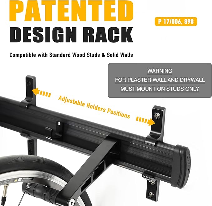 CyclingDeal Bike Wall Mount Rack - Adjustable Indoor Outdoor Storage Vertical Cycling Hook Hanger Organiser - Safe & Secure for Storing MTB Road Bicycles in Garage or Home - Classic 3 Bikes