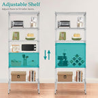 PayLessHere | 6-Tier Wire Shelf | 23"x13"x59" | Chrome | Adjustable Racks | Heavy-Duty Storage Shelves, Holds Upto 1500 lbs | Rust-Resistant, No-Tool Assembly | for Home, Garage Shelving
