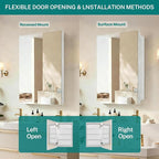 16 x 26 inch Bathroom Medicine Cabinet, Mirror Cabinet with Single Door & Removable Shelves, Surface Mount or Recess Installation, Medicine Cabinets for Bathroom