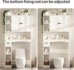 Gizoon 66''H Over The Toilet Storage Cabinet, Over Toilet Storage Cabinet White, Over Toilet Bathroom Organizer, with 2 Doors, Adjustable Shelf, for Bathroom, Laundry, White