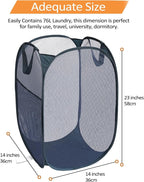 Navy Blue Durable Foldable Laundry Hamper, 22.8 x 14.2 x 14.2 inches