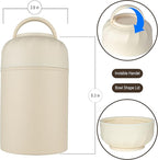 Thermo for Hot Food & Drinks, Thermo Lunch Box, 17oz Vacuum Insulated Food Container with Spoon&Drawstring Bag, Soup Thermo for Adults, White