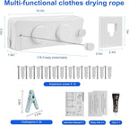 17Ft Retractable Clothesline Indoor/Outdoor, Comes with 30 clothespins, Anti-Sag for Drying Clothes line retracting Indoor/Outdoor, Dual-Line with Each Line 17Ft Long Laundry line Retractable
