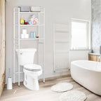 SUPER DEAL Over The Toilet Storage Shelf, 3-Tier Bathroom Organizer Space Saver Rack Wood Shelf, White