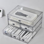 Desk Drawer Organizer, Stackable Plastic Storage Drawer, Grocery Organizer For Stationery/Office Supplies (New Clear, 3 Compartment)