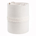 CherryNow Baby Laundry Hamper for Nursery, Tall Basket for Laundry Room, White Woven Storage Basket for Clothes, Toys, Towels, 16 x 22 inches, 69L