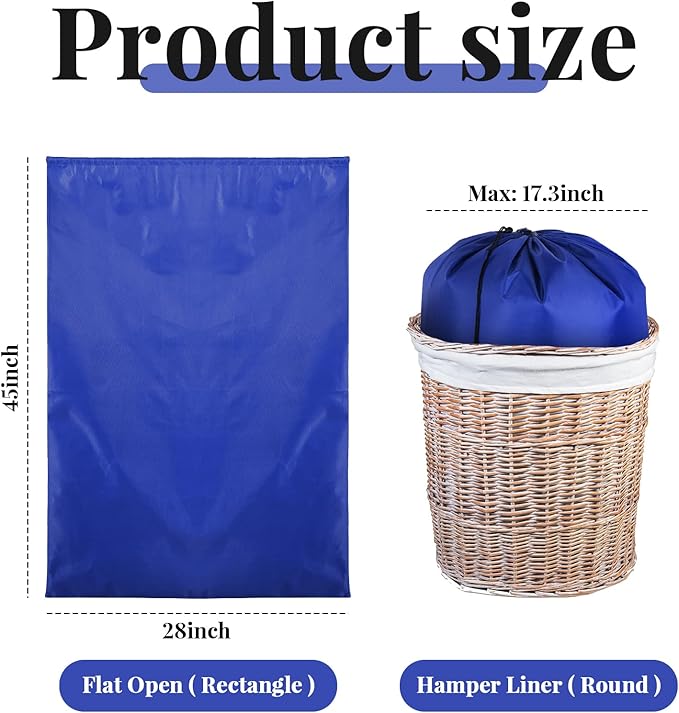 Woanger 12 Pack 28 x 45 Inch Extra Large Laundry Bags Bulk Washable Travel Laundry Bag with Drawstring Closure Large Dirty Clothes Organizer for College Dorm Home Hotel Camping(Blue)