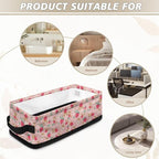 Storage Bin Organizer Collapsible Fabric Basket for Bathroom Kitchen Office Home Storage with Handles for Easy Carrying 13.89 x 7.13 x 4.37 Inch, Strawberry Flower Pink